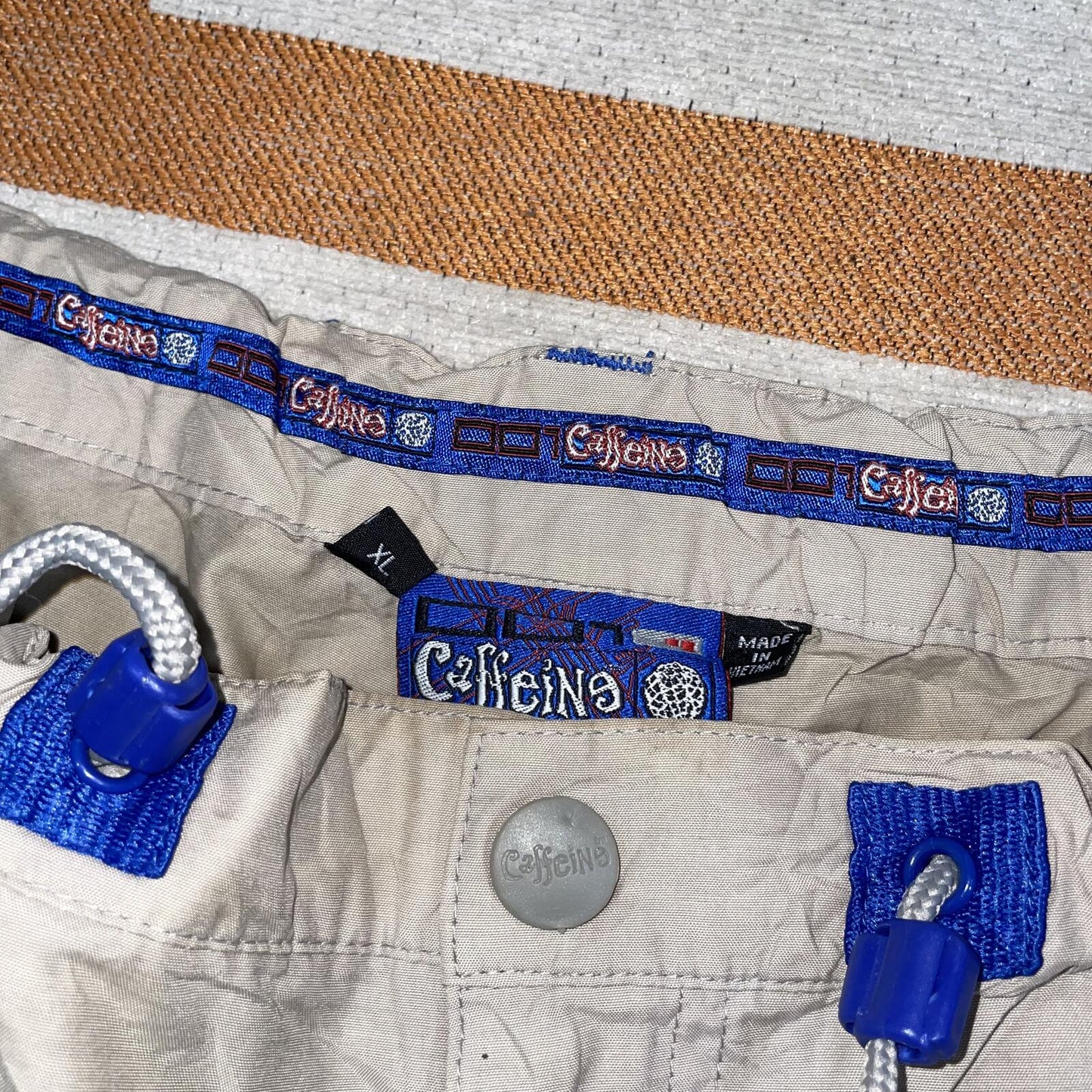 Caffiene 00s Printed Cream/Blue Parachute/Rave Pants 40x29
