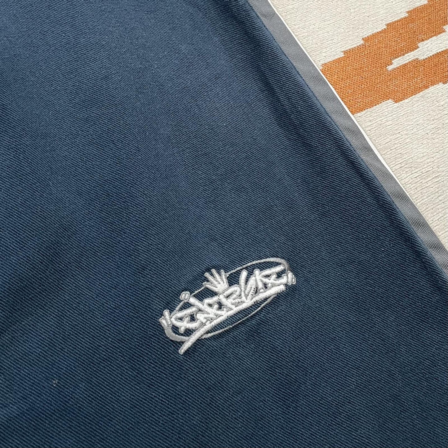 Energie 90s Embroidered/Striped Baggy Navy Jeans 34x32