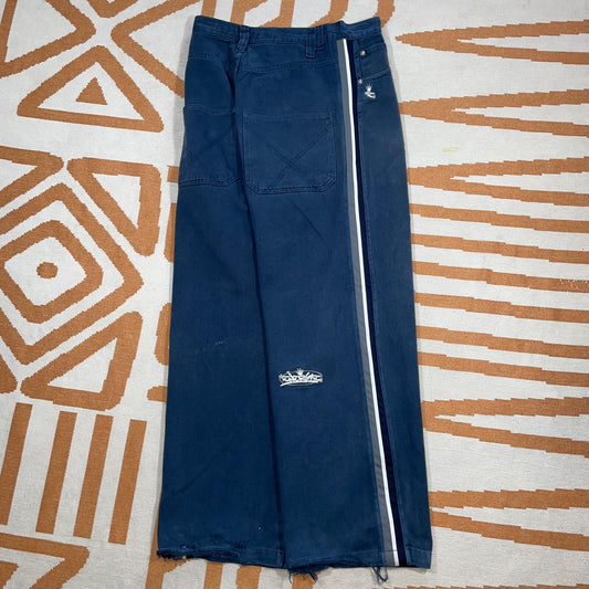 Energie 90s Embroidered/Striped Baggy Navy Jeans 34x32