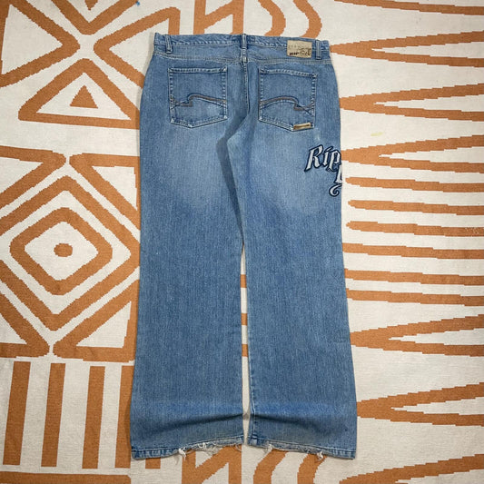 Rip Curl 00s Embroidered Surf Baggy Jeans 38x34