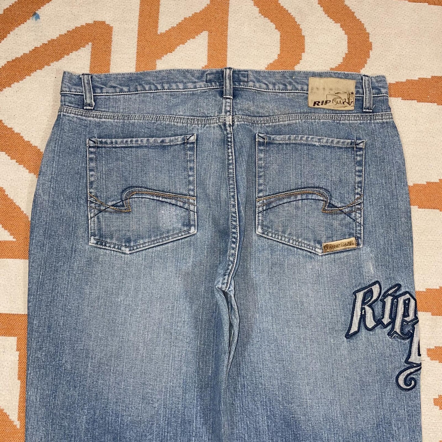 Rip Curl 00s Embroidered Surf Baggy Jeans 38x34