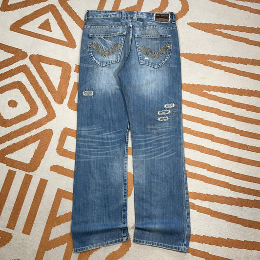 Osaka Big Train 00s Embroidered Japanese Loose Jeans 34x32