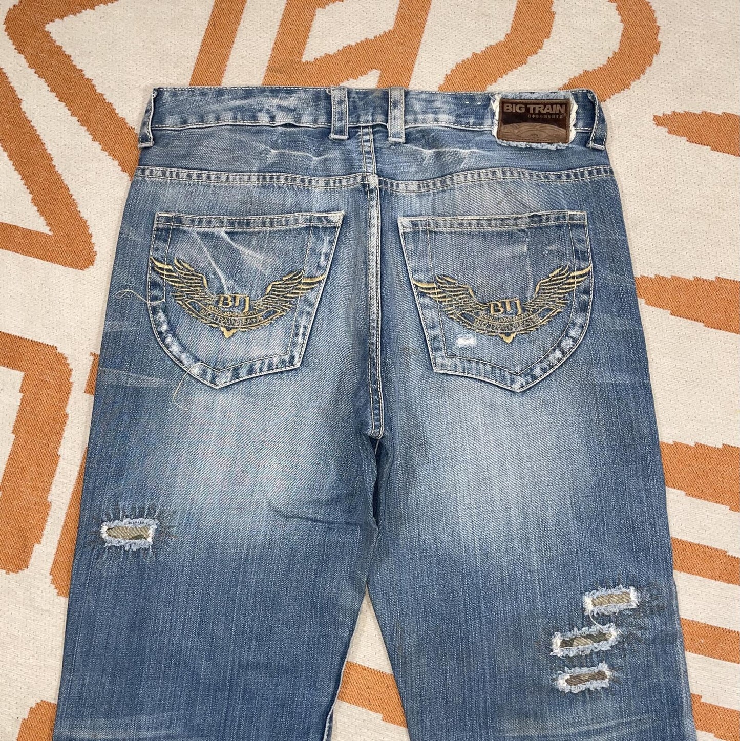Osaka Big Train 00s Embroidered Japanese Loose Jeans 34x32