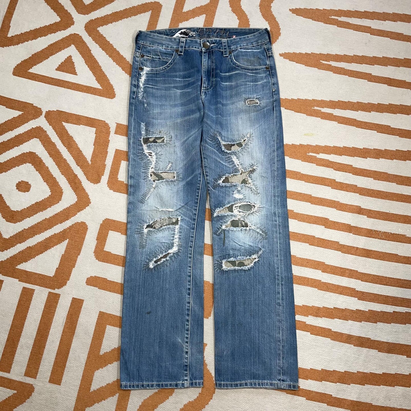 Osaka Big Train 00s Embroidered Japanese Loose Jeans 34x32