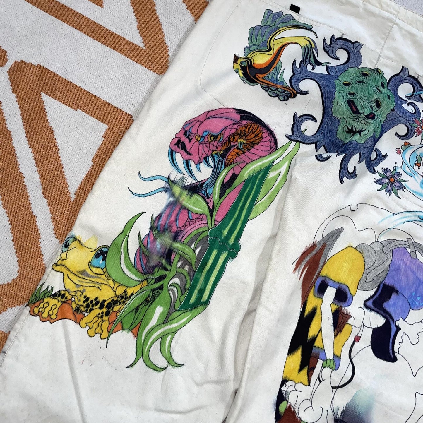 Nike ‘01 Hand-Decorated Baggy White Track Pants 42x32
