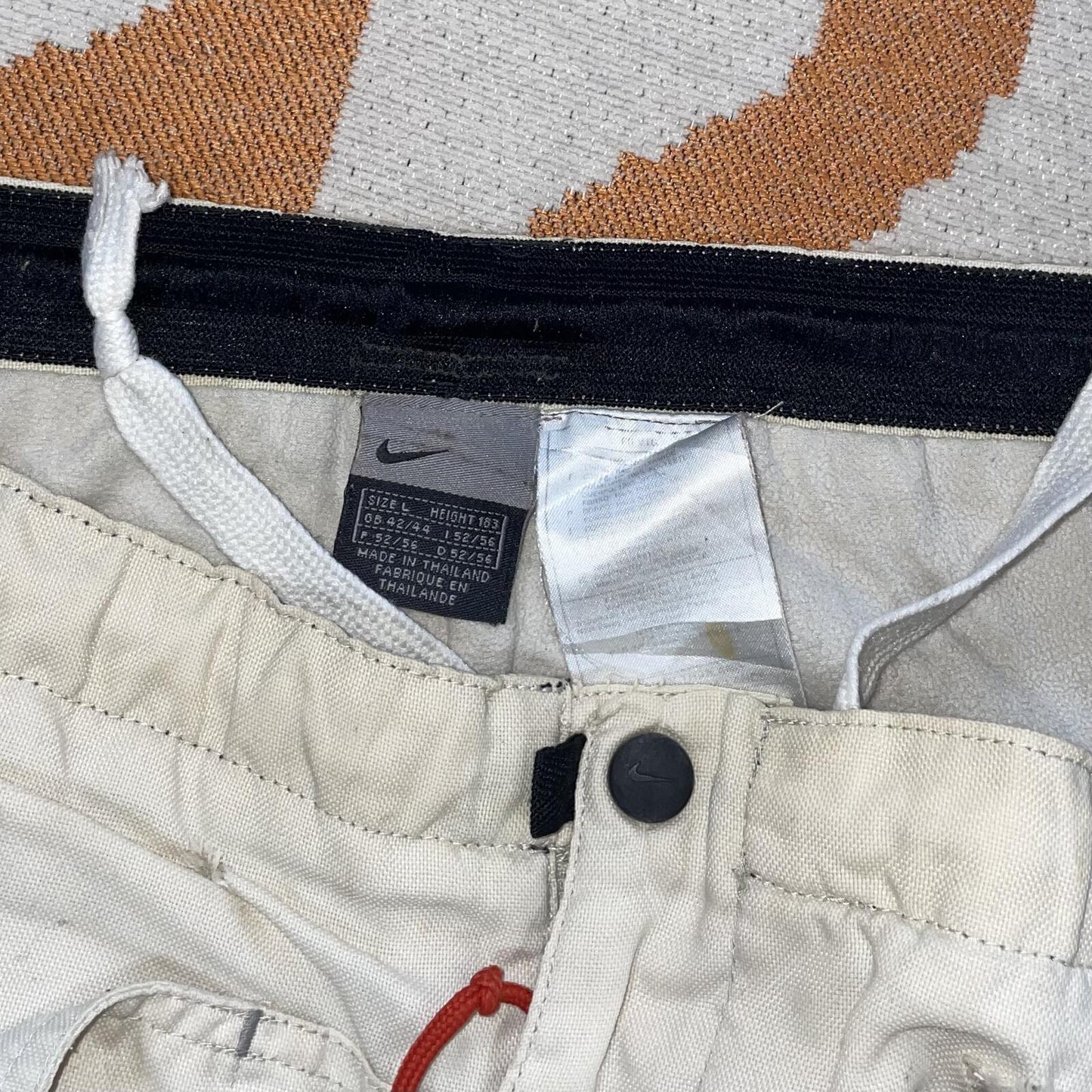 Nike ‘01 Hand-Decorated Baggy White Track Pants 42x32