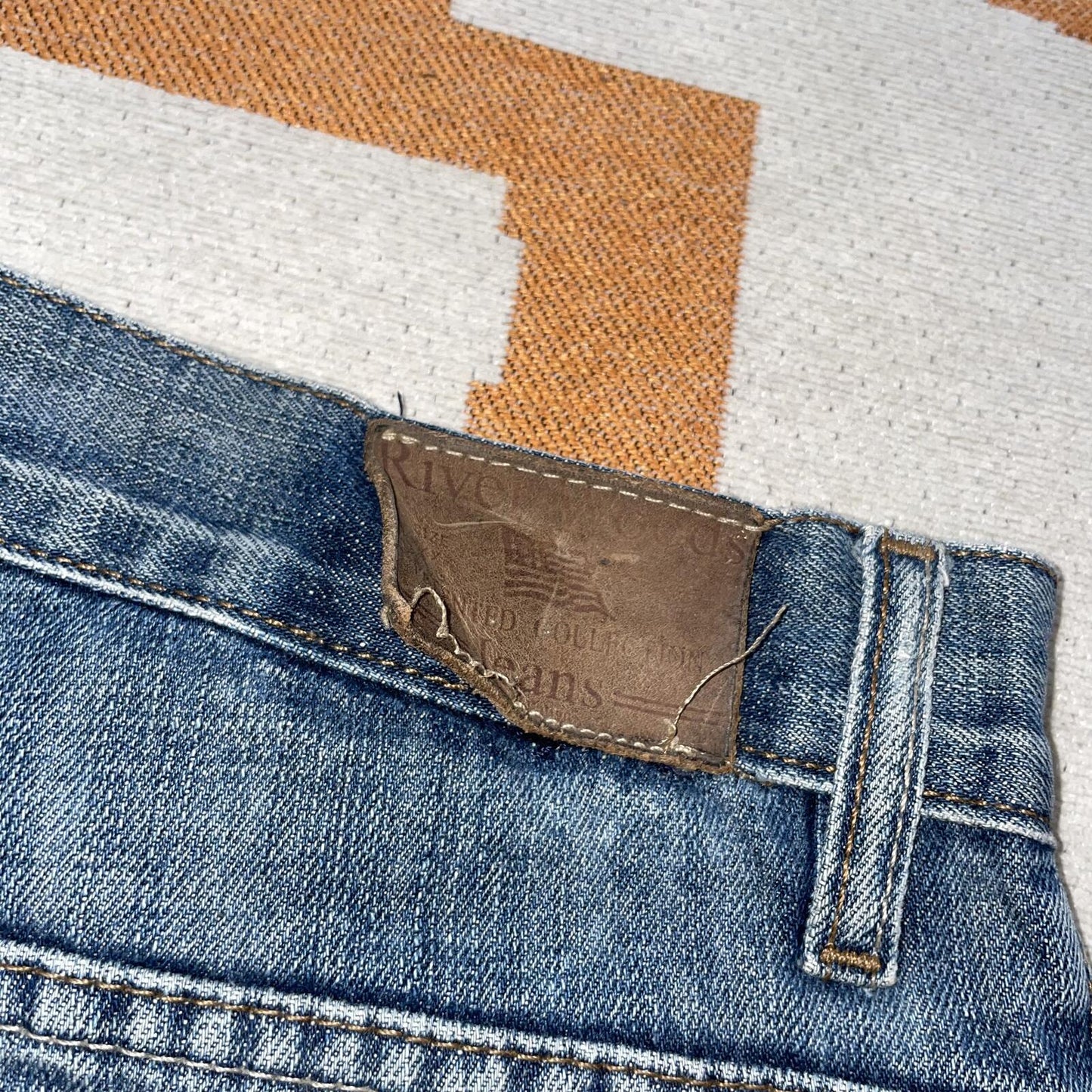 River Woods 00s Embroidered ‘Union Jack’ Loose Jeans 34x34