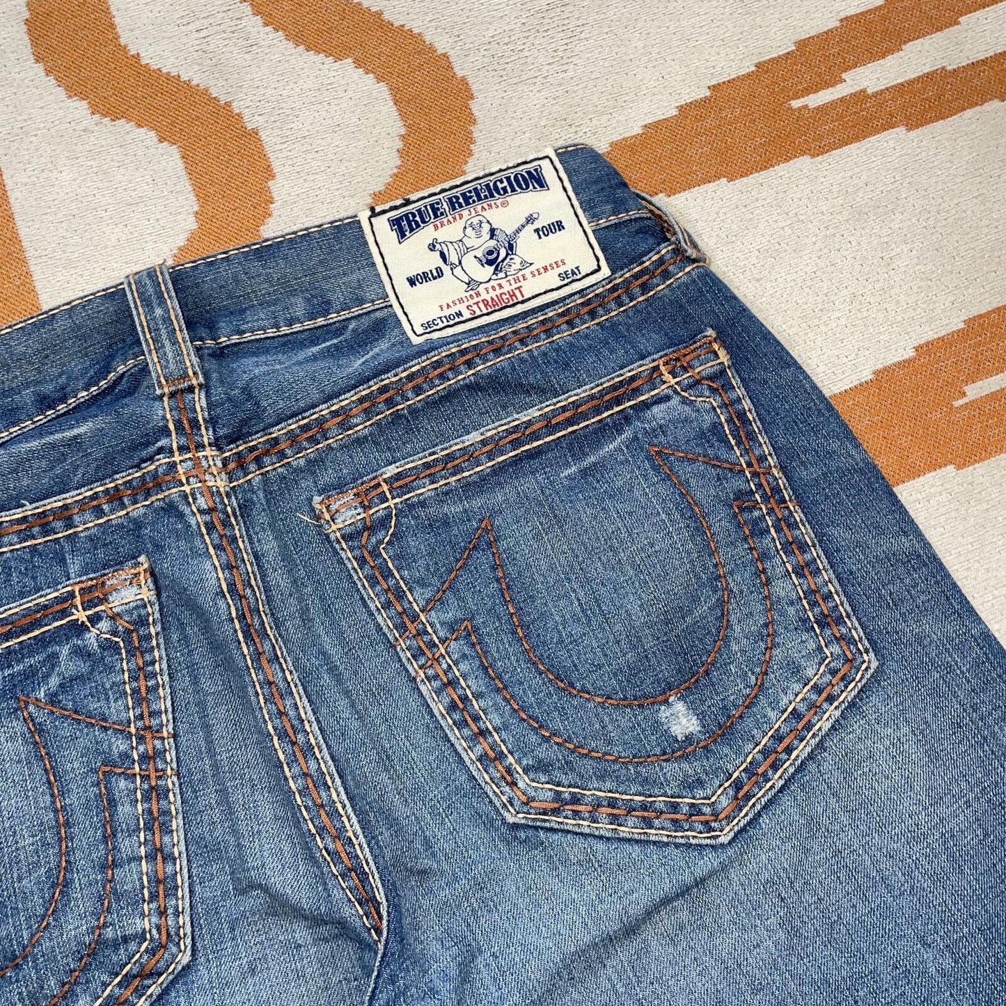 True Religion 00s Contrast Stitch Loose Jeans 36x32