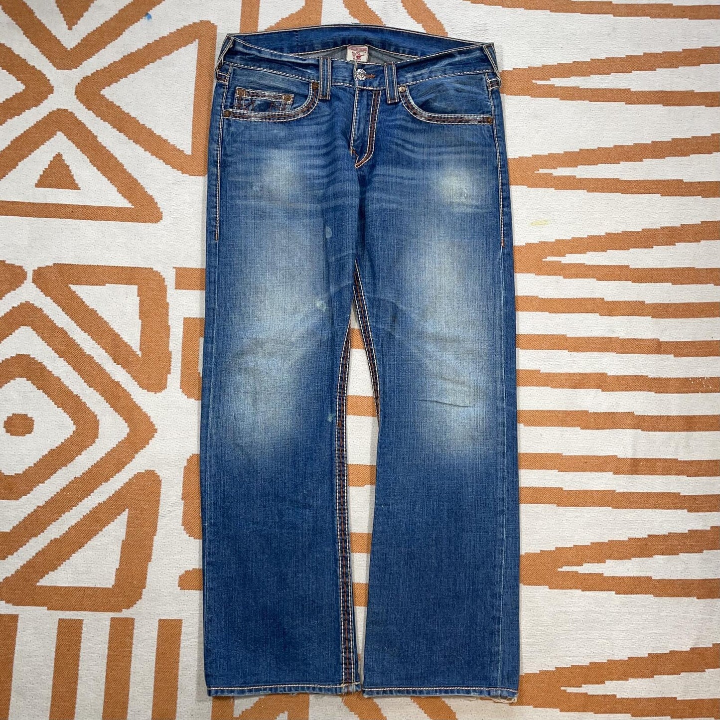 True Religion 00s Contrast Stitch Loose Jeans 36x32