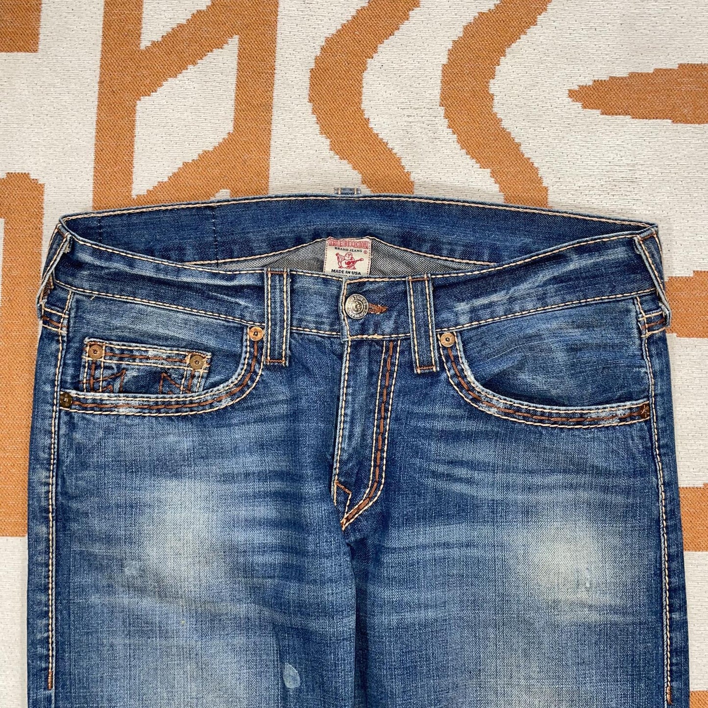 True Religion 00s Contrast Stitch Loose Jeans 36x32