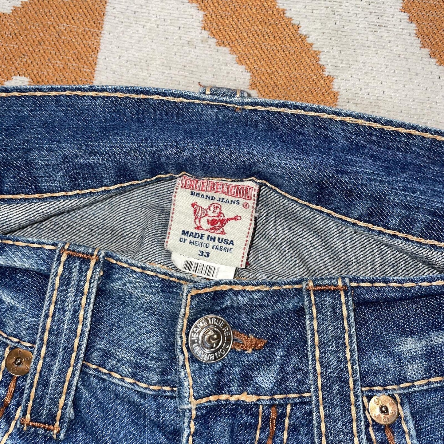 True Religion 00s Contrast Stitch Loose Jeans 36x32