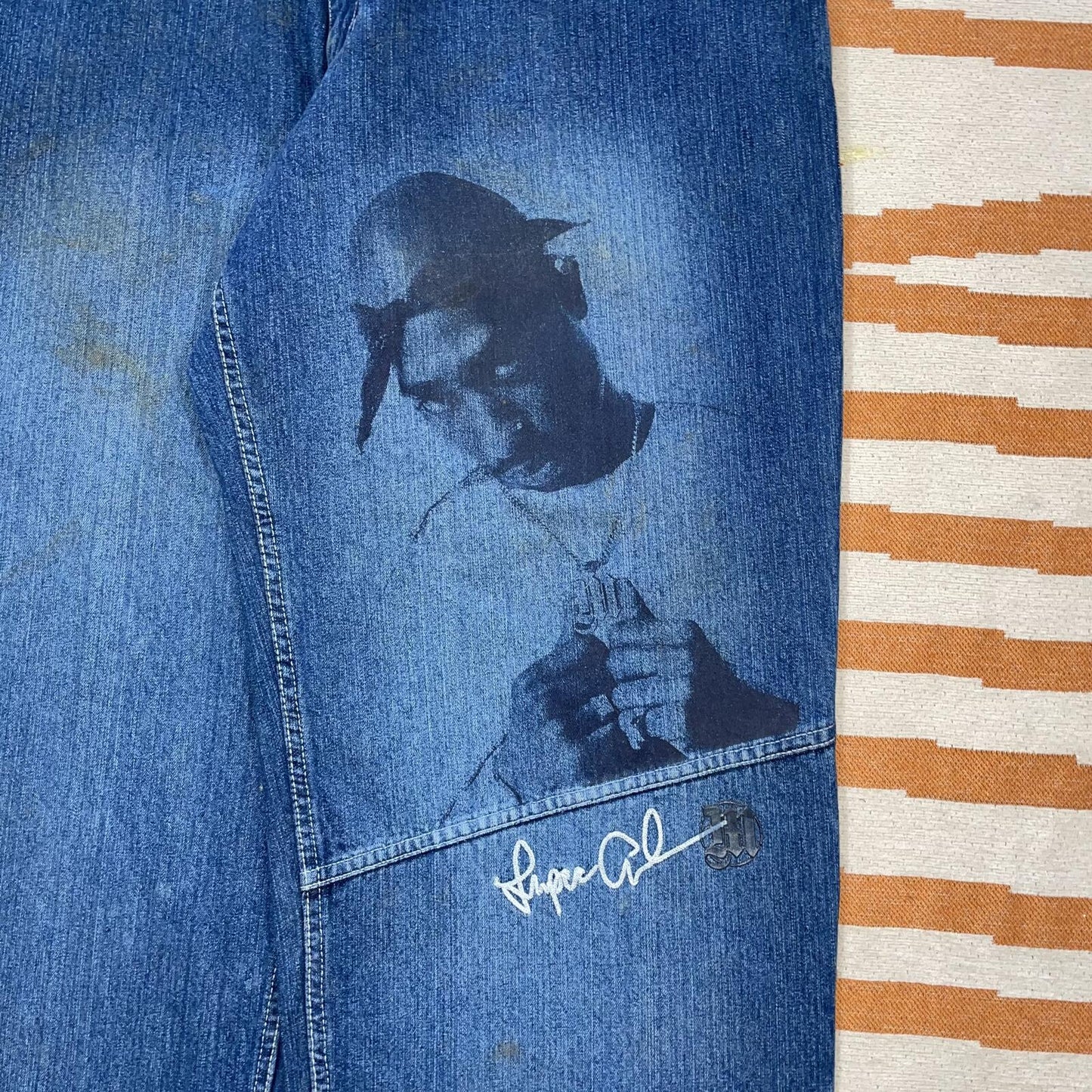 Makaveli 00s Printed ‘Tupac’ Baggy Denim Jeans 36x34