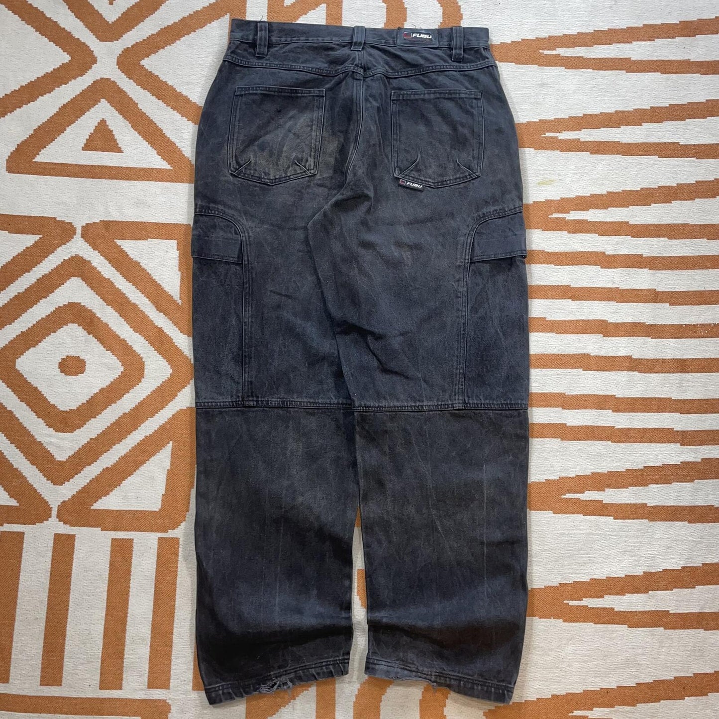 Fubu 00s Baggy Denim Cargo Jeans 36x34