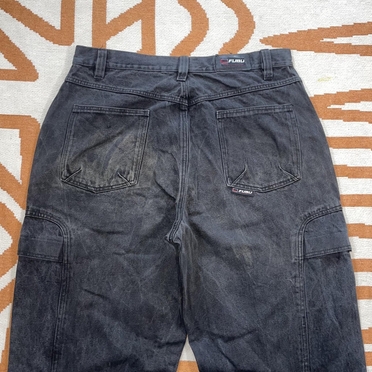 Fubu 00s Baggy Denim Cargo Jeans 36x34