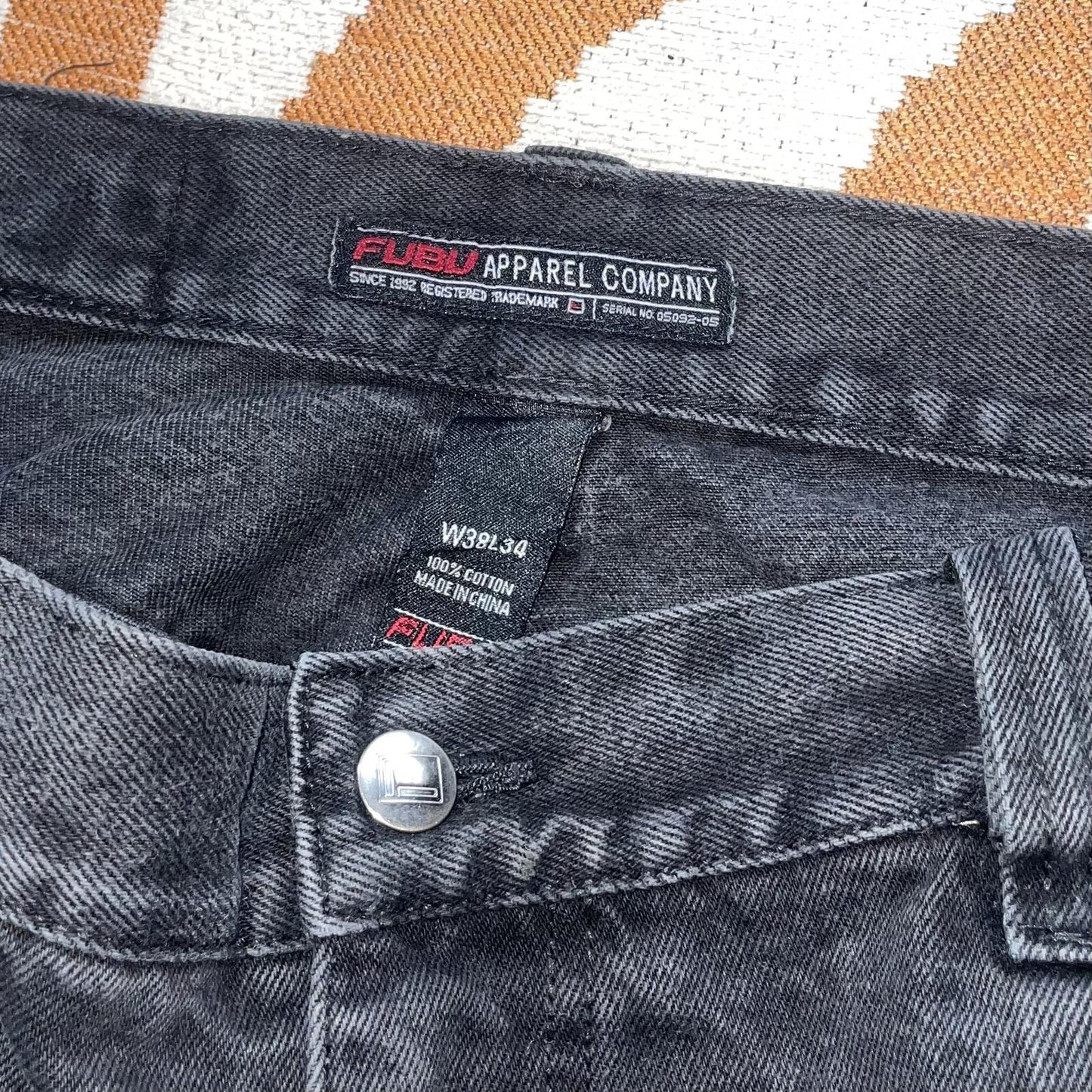Fubu 00s Baggy Denim Cargo Jeans 36x34