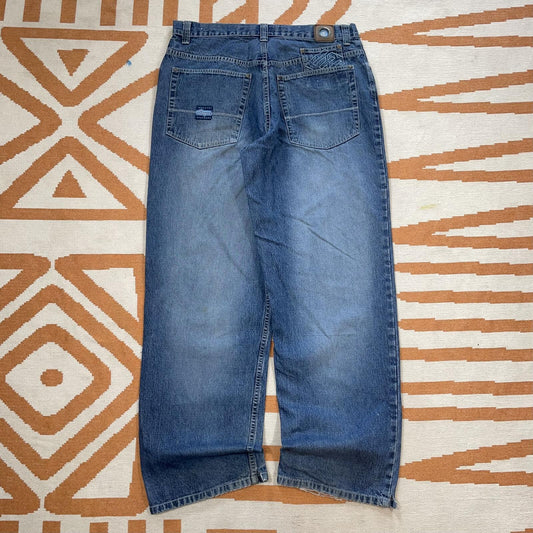 Enyce 00s Embroidered Baggy Blue Jeans 34x31