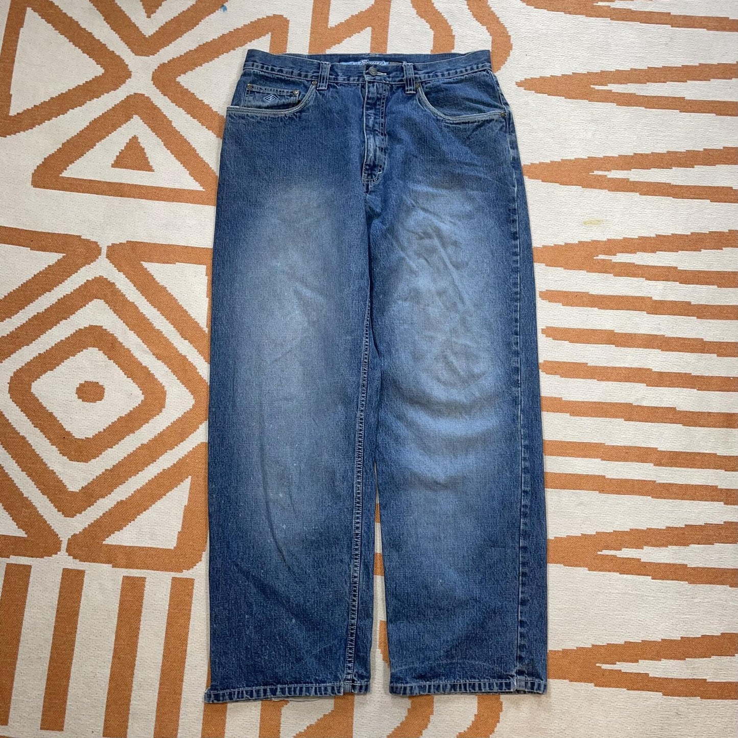 Enyce 00s Embroidered Baggy Blue Jeans 34x31