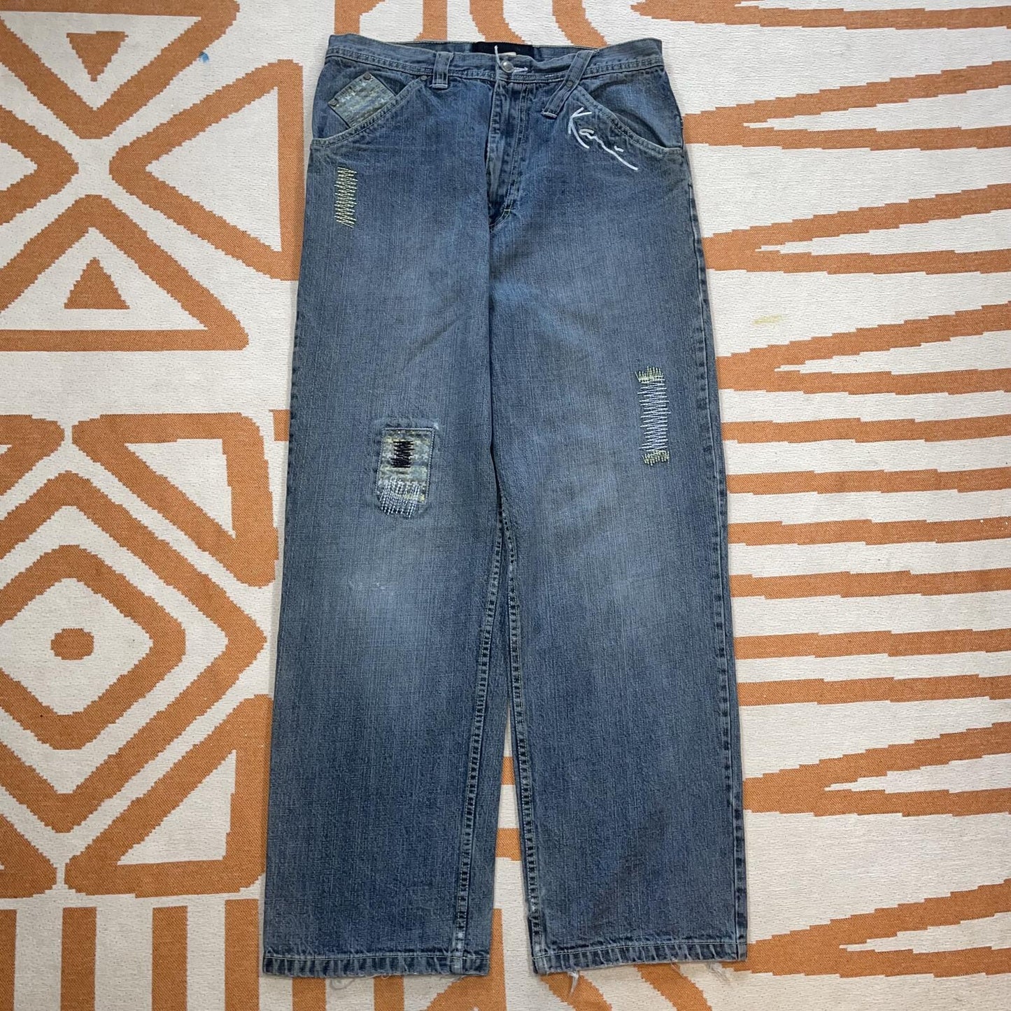 Karl Kani 00s Patched/Embroidered Baggy Jeans 32x32