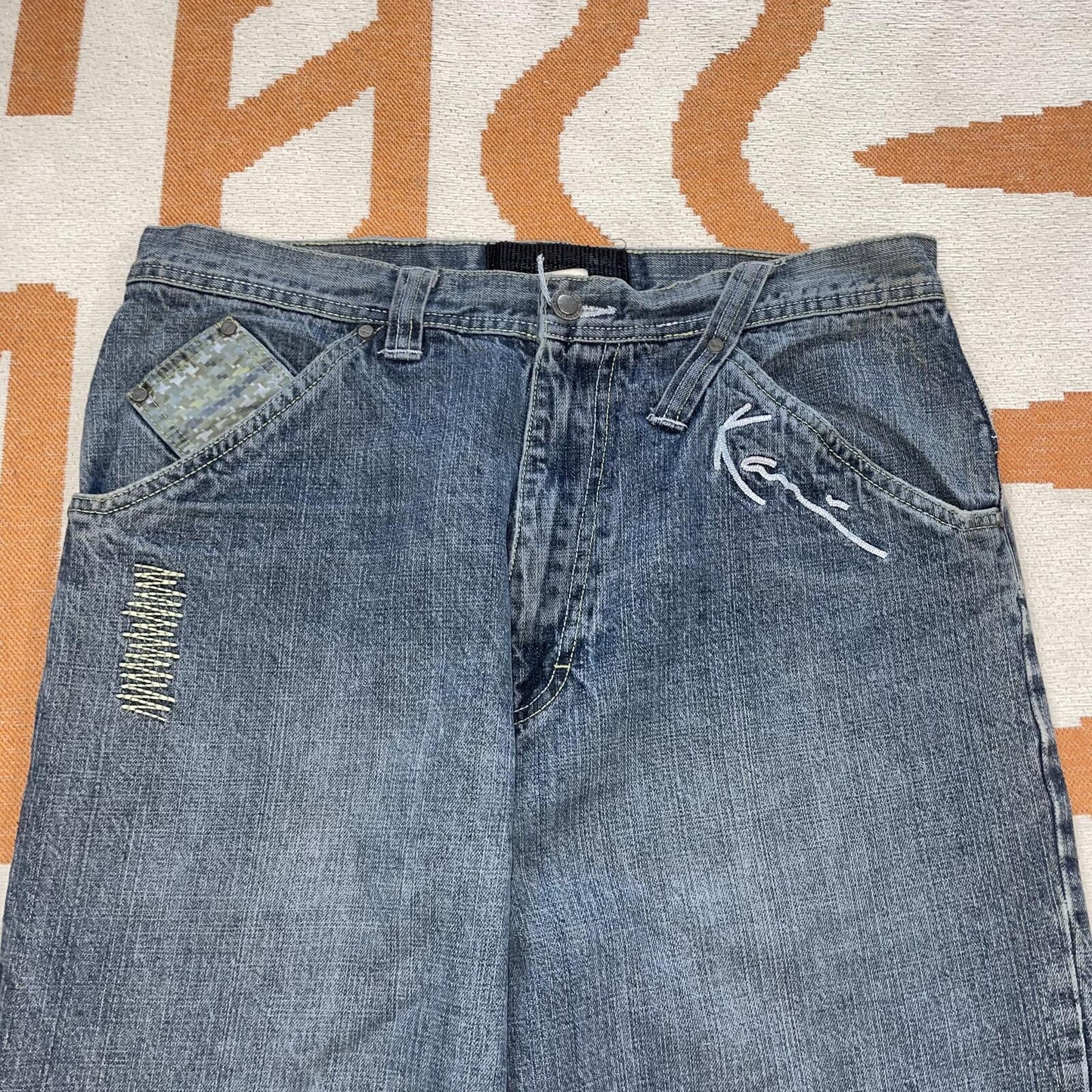 Karl Kani 00s Patched/Embroidered Baggy Jeans 32x32