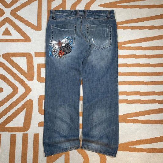 Bobson 00s Embroidered Graphic Denim Jeans 36x31