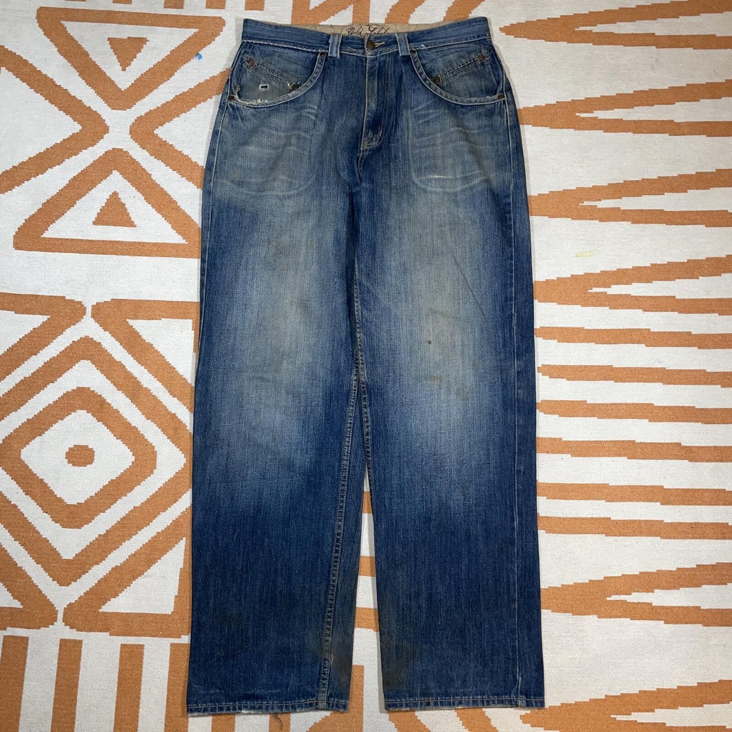 Vibes 00s Baggy 'Gold Label' Denim Blue Jeans 34x34
