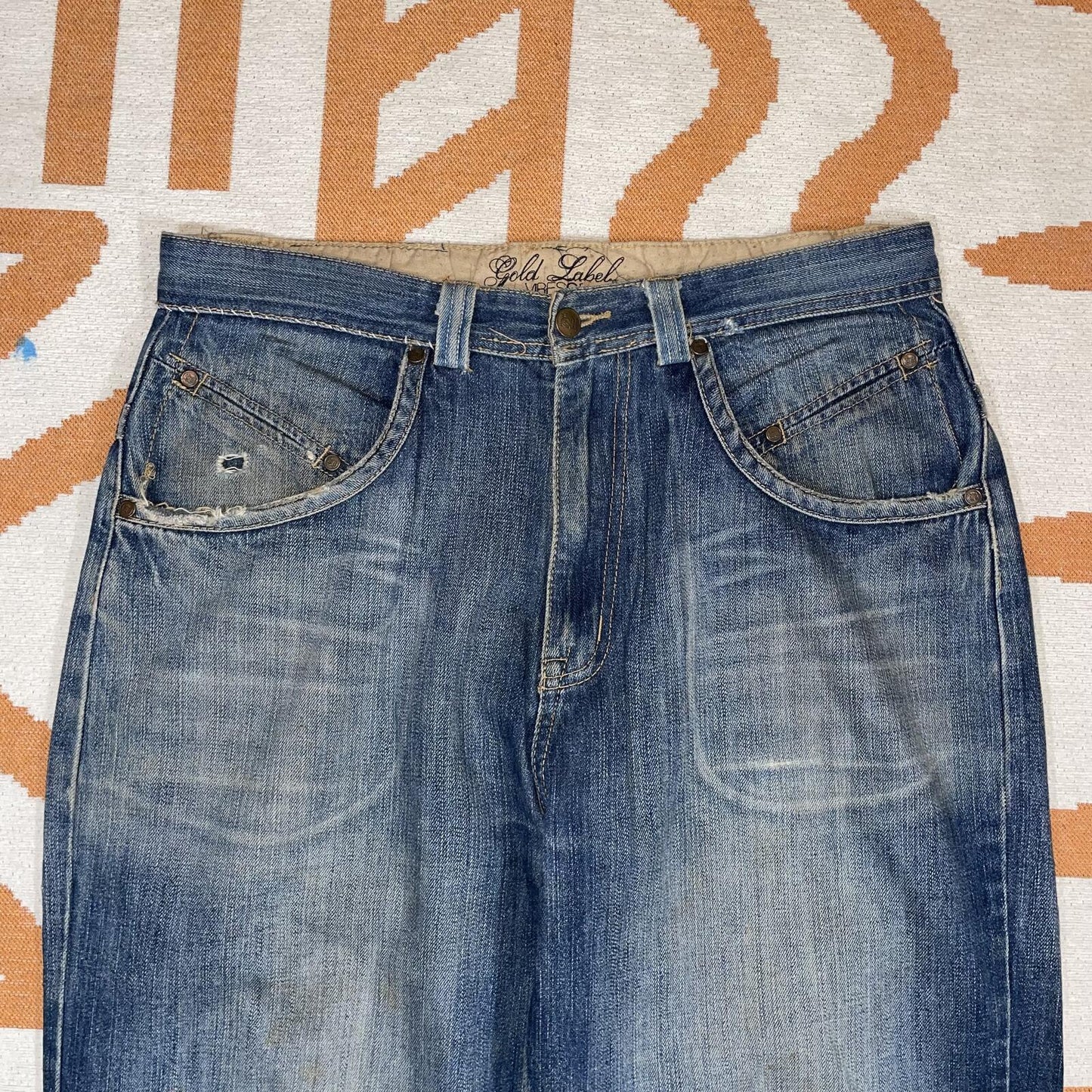 Vibes 00s Baggy 'Gold Label' Denim Blue Jeans 34x34