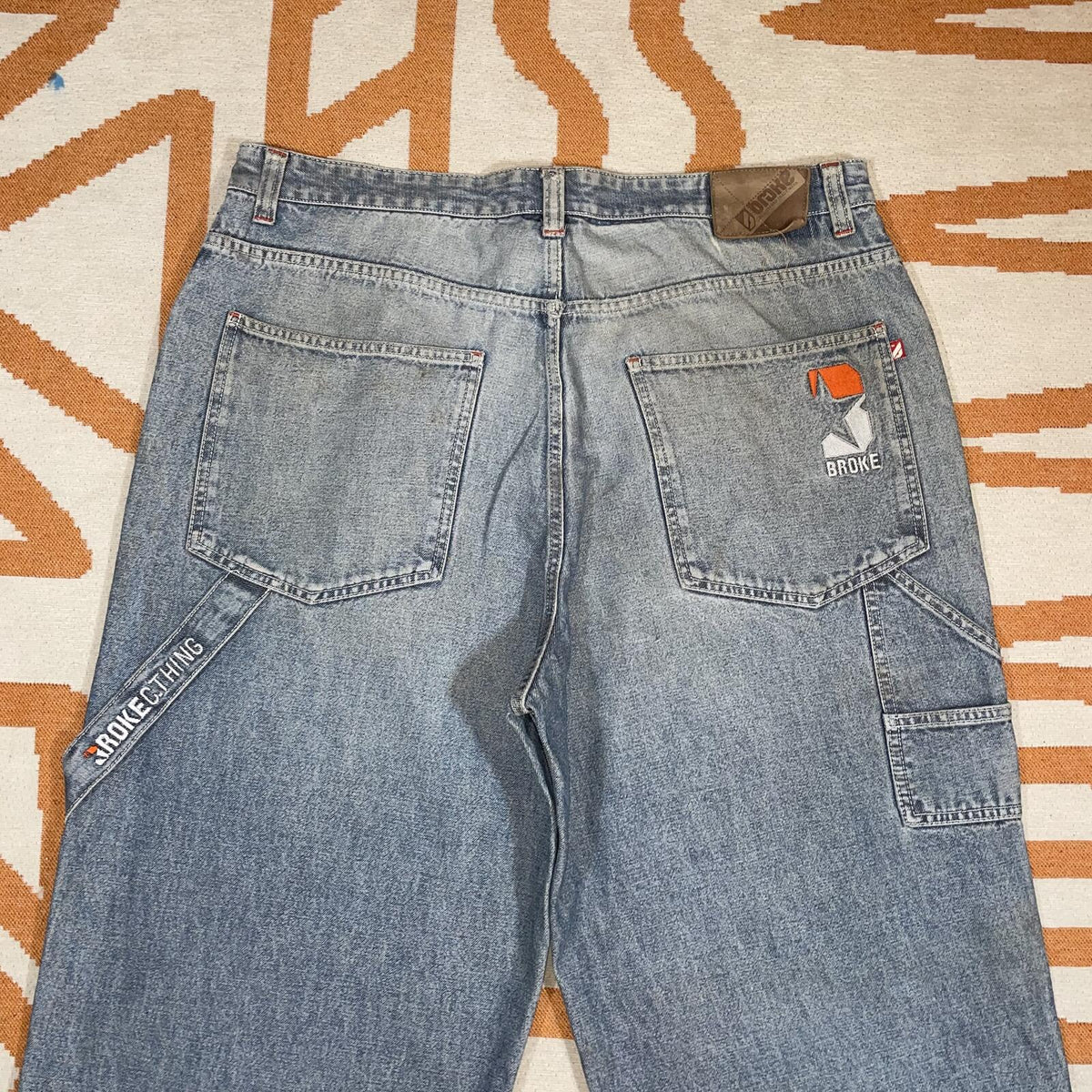 Broke 00s Embroidered Baggy ‘Star’ Denim Jeans 38x34