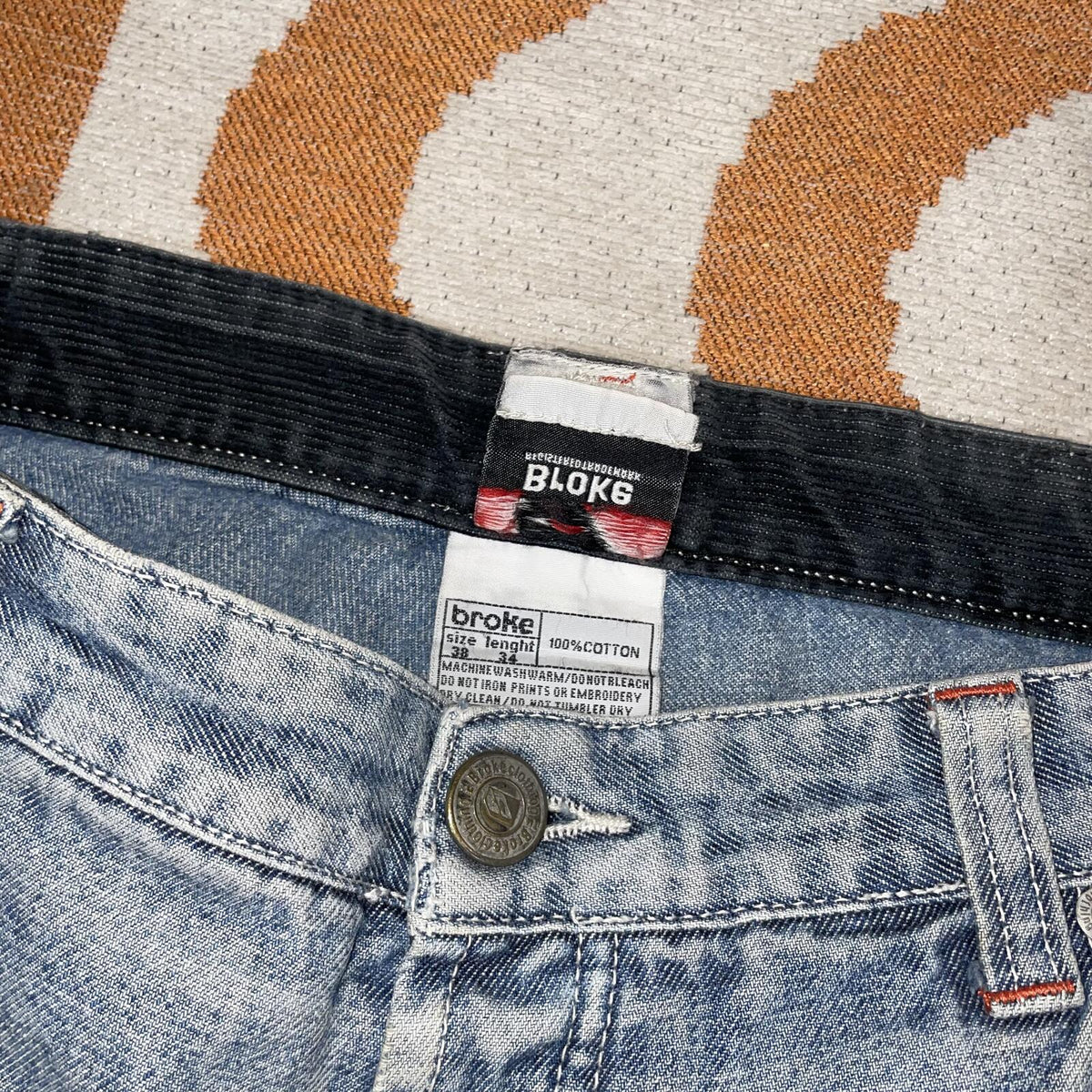 Broke 00s Embroidered Baggy ‘Star’ Denim Jeans 38x34