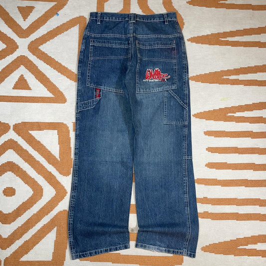 Beat 00s Embroidered ‘Wallride’ Skater Loose Jeans 28x28