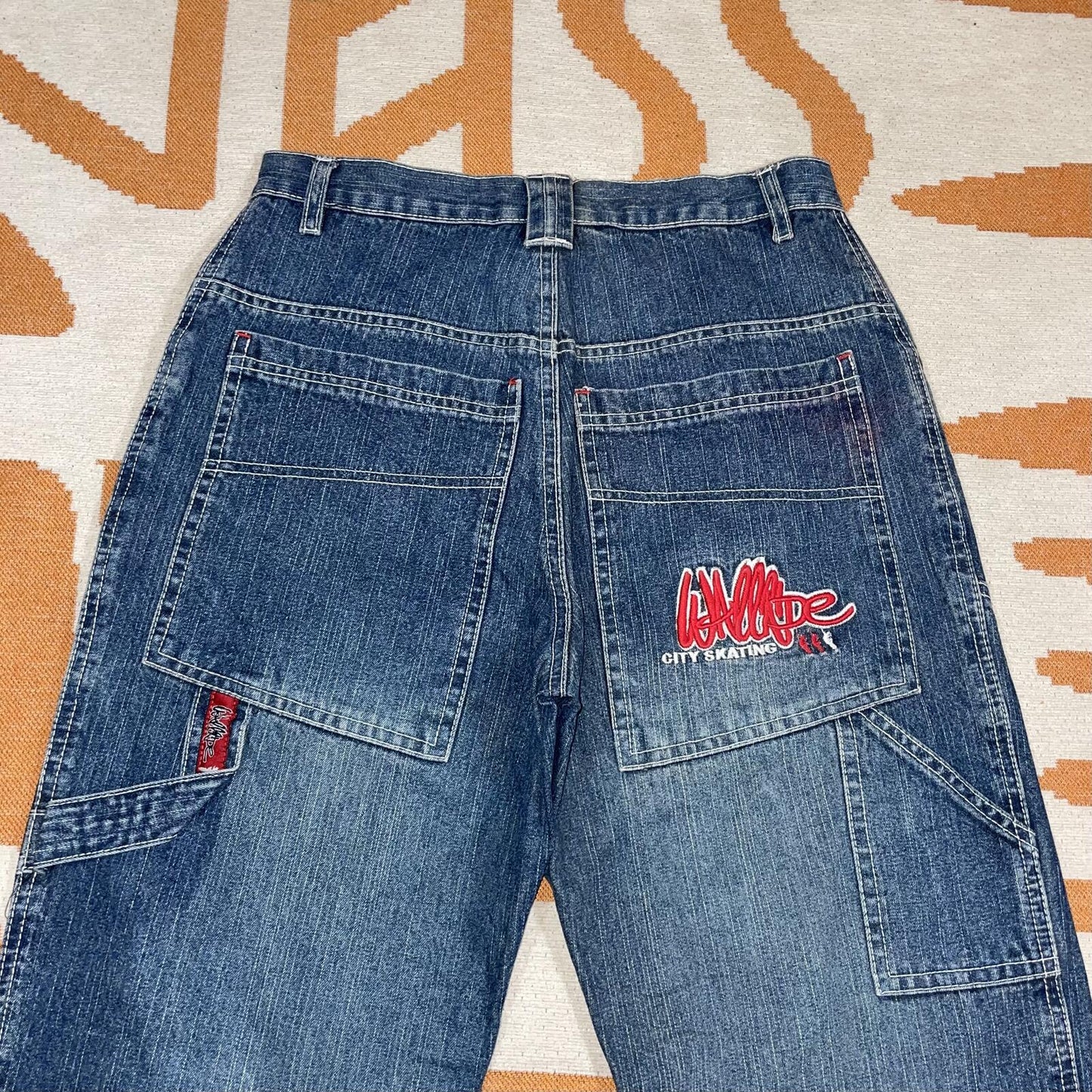 Beat 00s Embroidered ‘Wallride’ Skater Loose Jeans 28x28