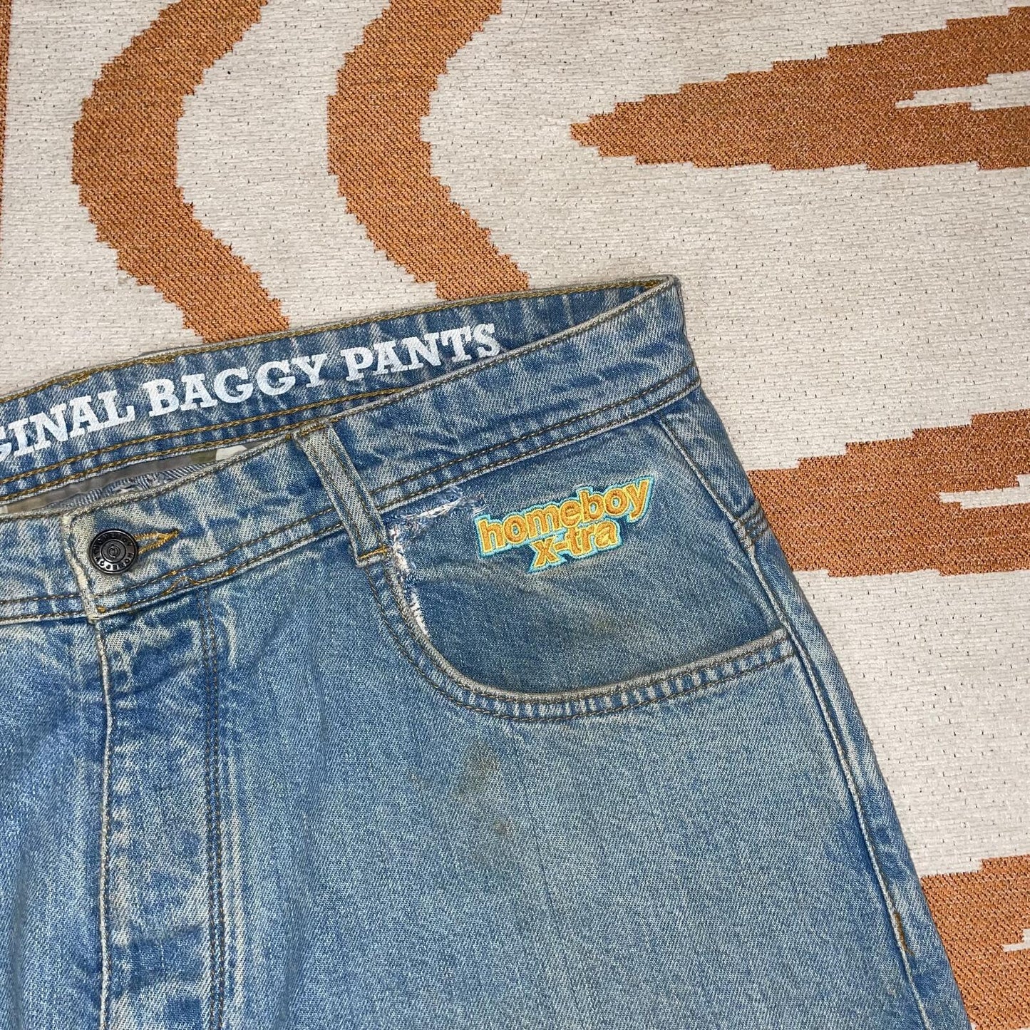 Homeboy 00s Embroidered Baggy Jeans 34x31