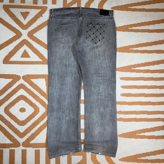 Rip Curl 00s Embroidered Monogram Grey Jeans 38x34