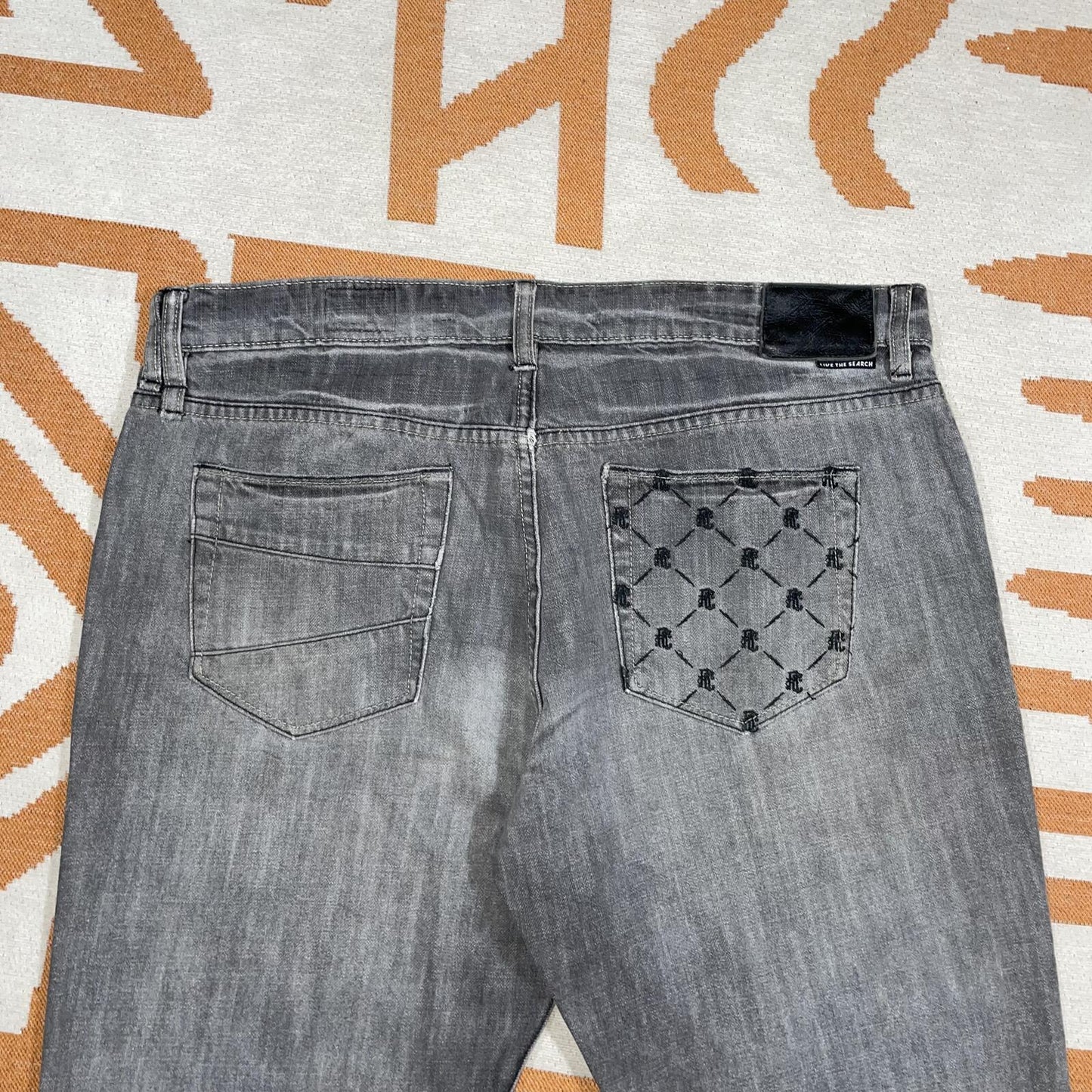 Rip Curl 00s Embroidered Monogram Grey Jeans 38x34