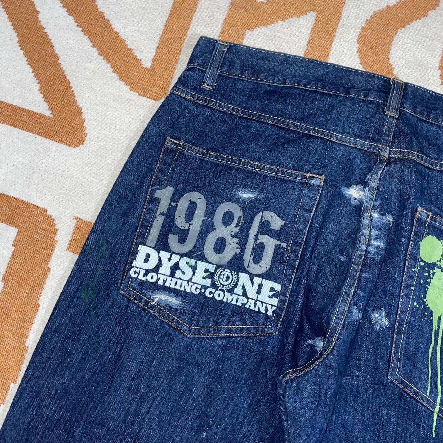 Dyse One 00s Printed ‘Burner’ Graffiti Jeans 38x32