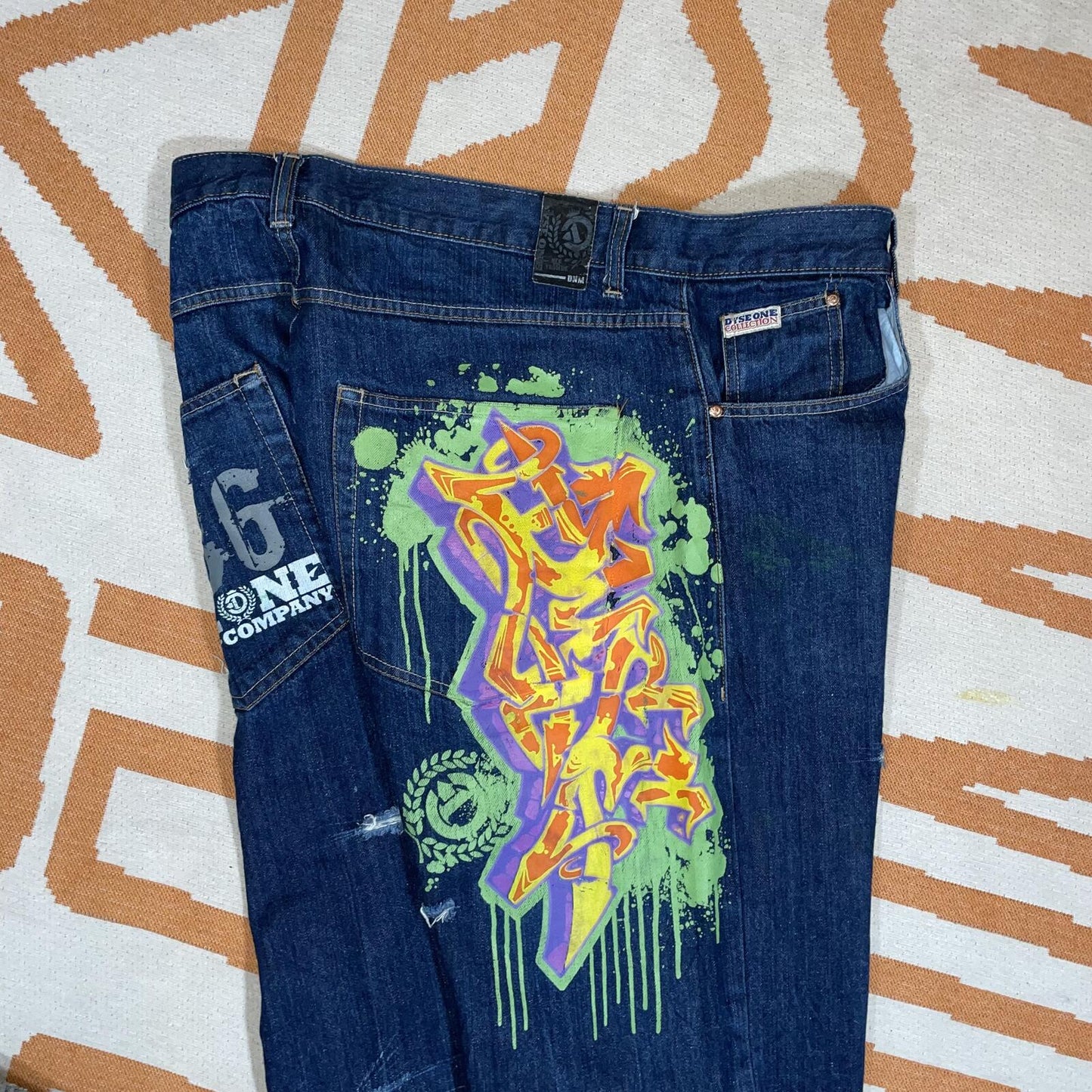 Dyse One 00s Printed ‘Burner’ Graffiti Jeans 38x32