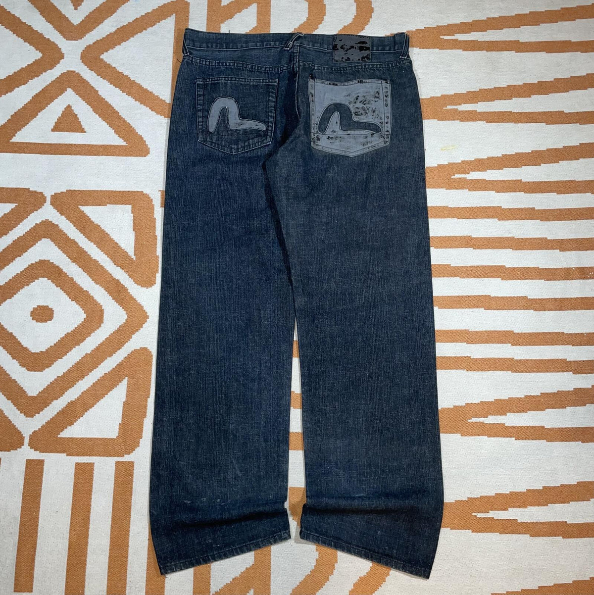Evisu 00s Embroidered Black Denim Jeans 38x33