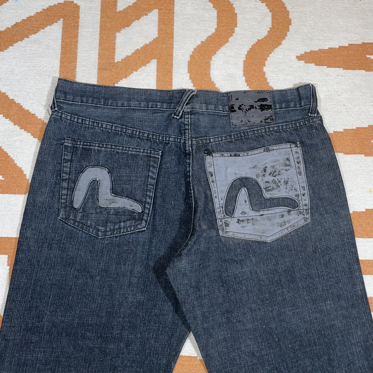 Evisu 00s Embroidered Black Denim Jeans 38x33