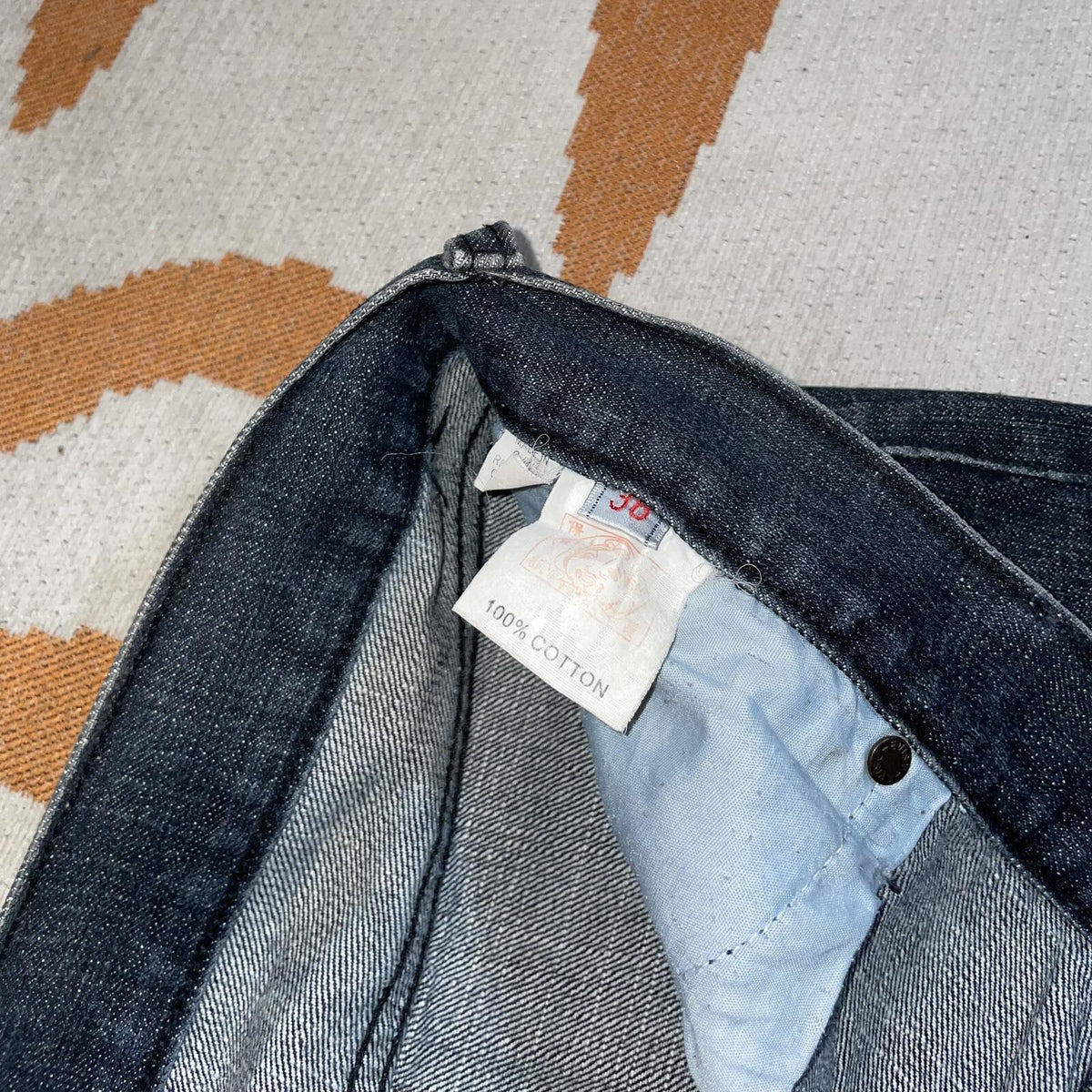 Evisu 00s Embroidered Black Denim Jeans 38x33
