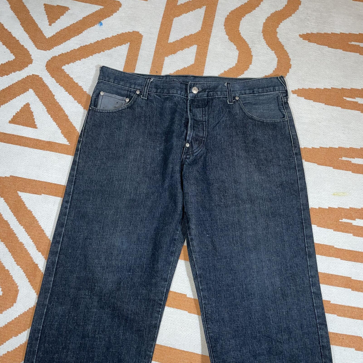 Evisu 00s Embroidered Black Denim Jeans 38x33