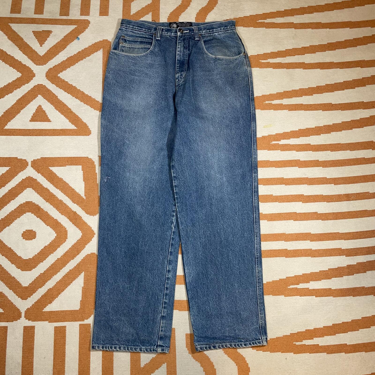 Southpole 90s Embroidered Baggy Blue Jeans 34x32