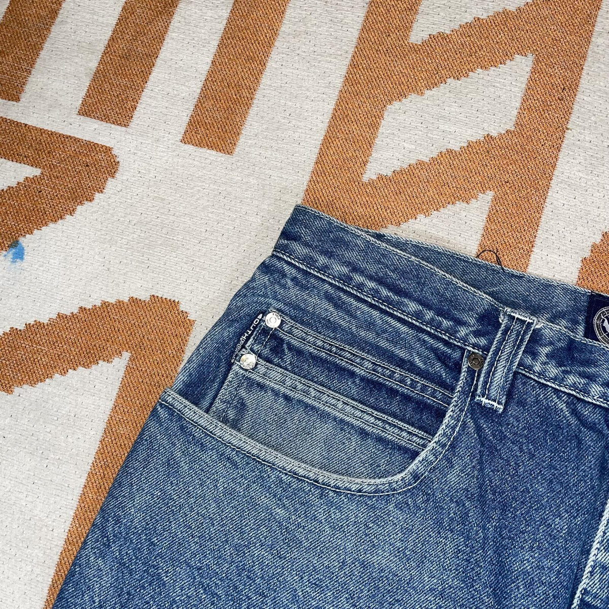 Southpole 90s Embroidered Baggy Blue Jeans 34x32