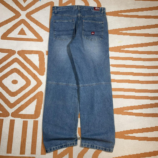 Quiksilver 00s Patched ‘Ranger’ Baggy Blue Jeans 34x35