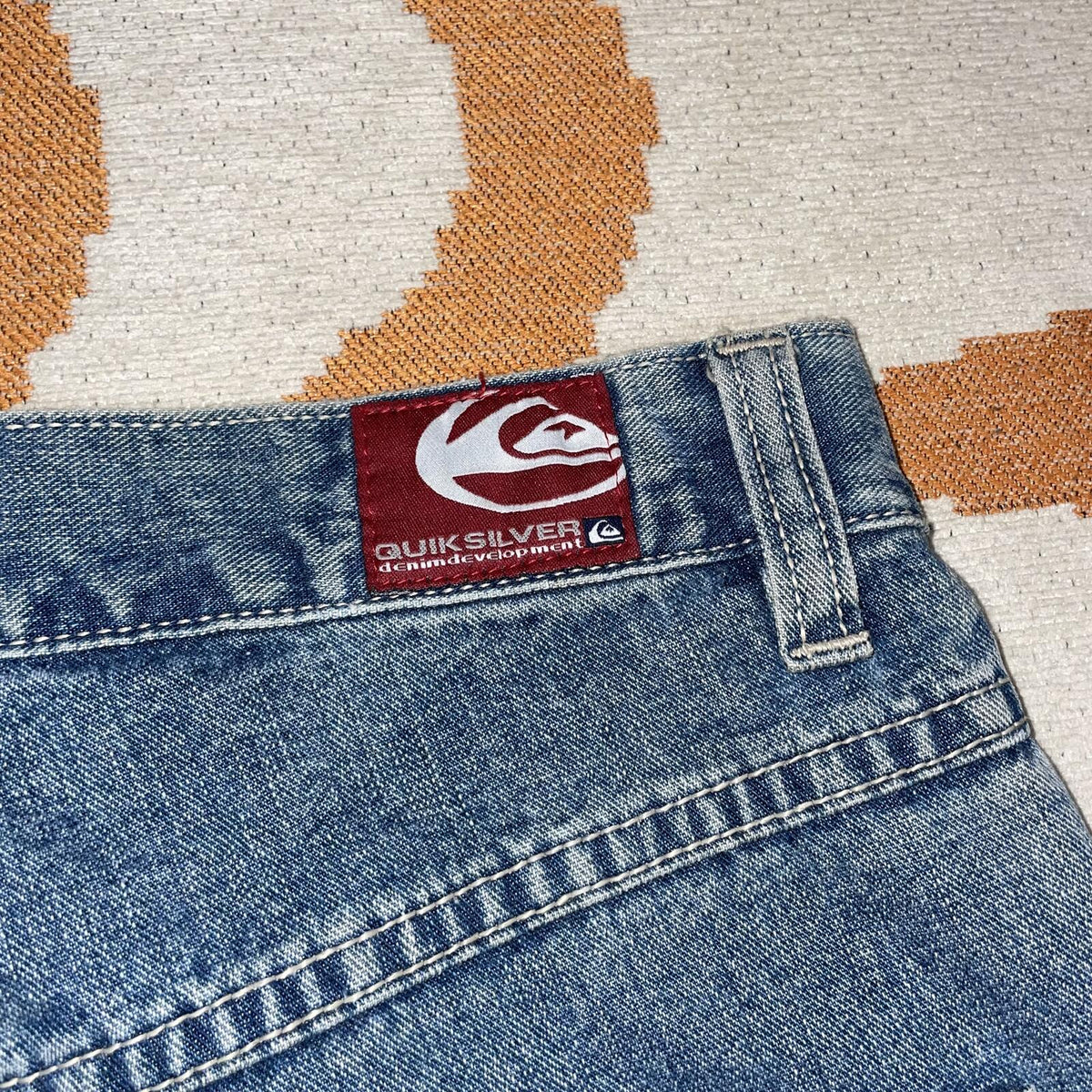 Quiksilver 00s Patched ‘Ranger’ Baggy Blue Jeans 34x35