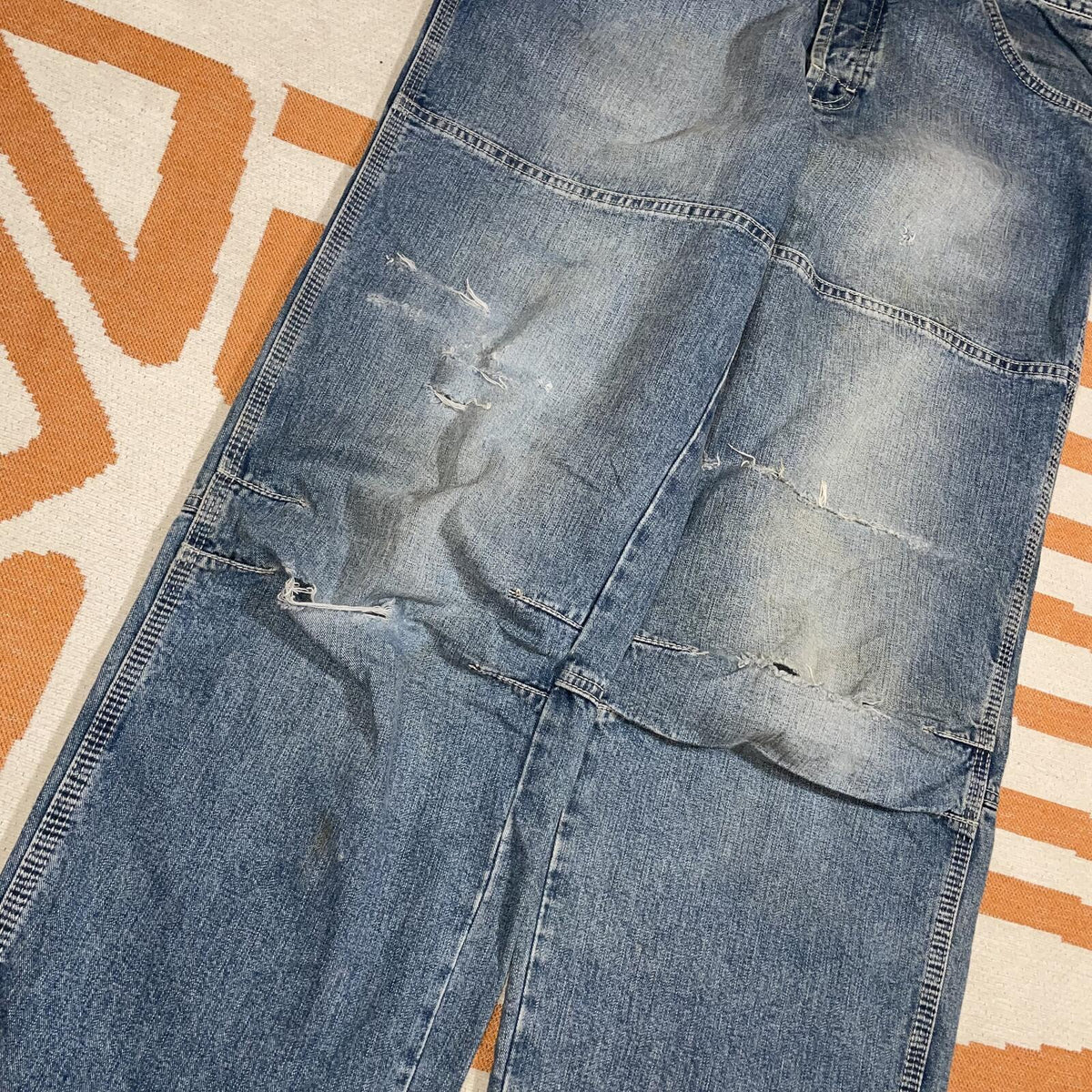 Quiksilver 00s Patched ‘Ranger’ Baggy Blue Jeans 34x35