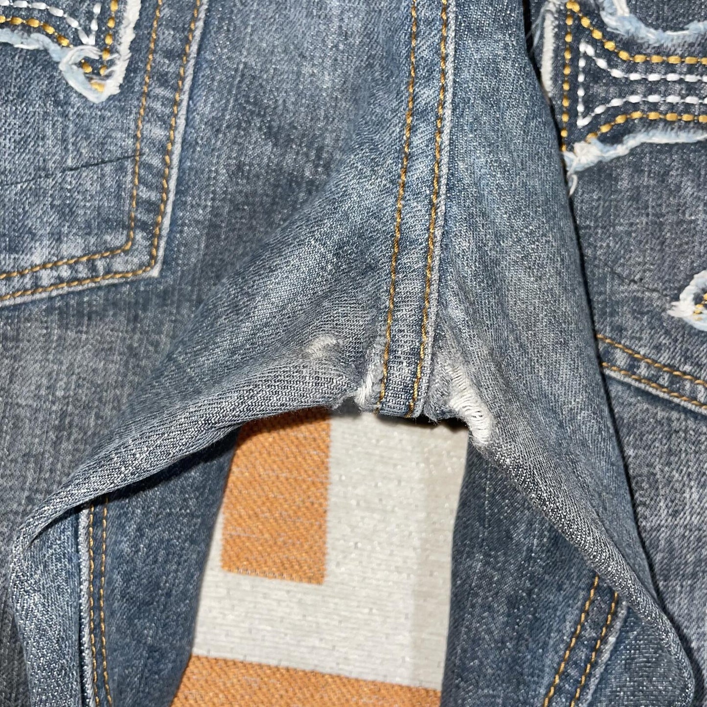 Kenafss 00s Embroidered ‘Cross’ Baggy Jeans 34x31