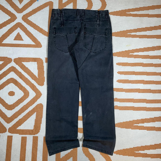 Diesel 00s Custom-Zips Loose Black Trousers 34x30