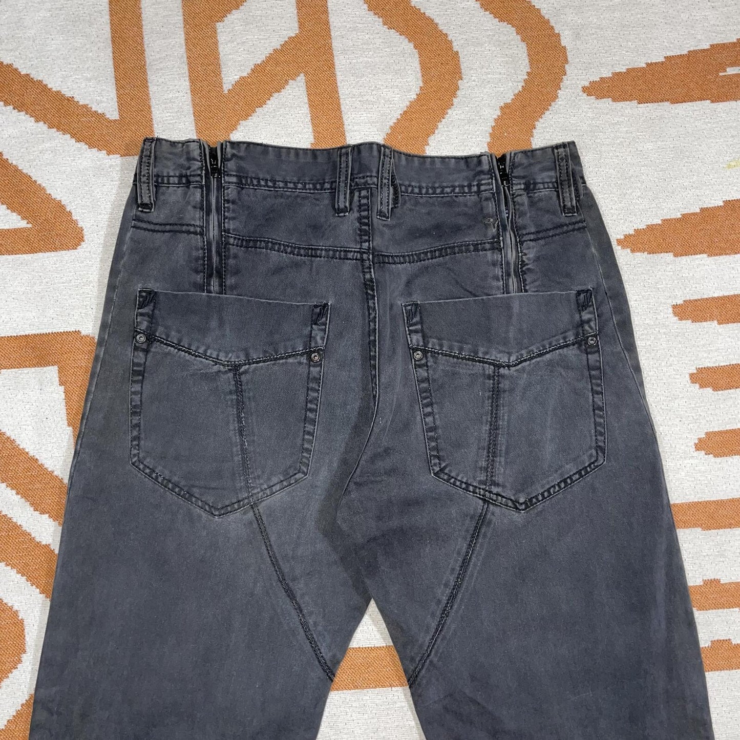 Diesel 00s Custom-Zips Loose Black Trousers 34x30