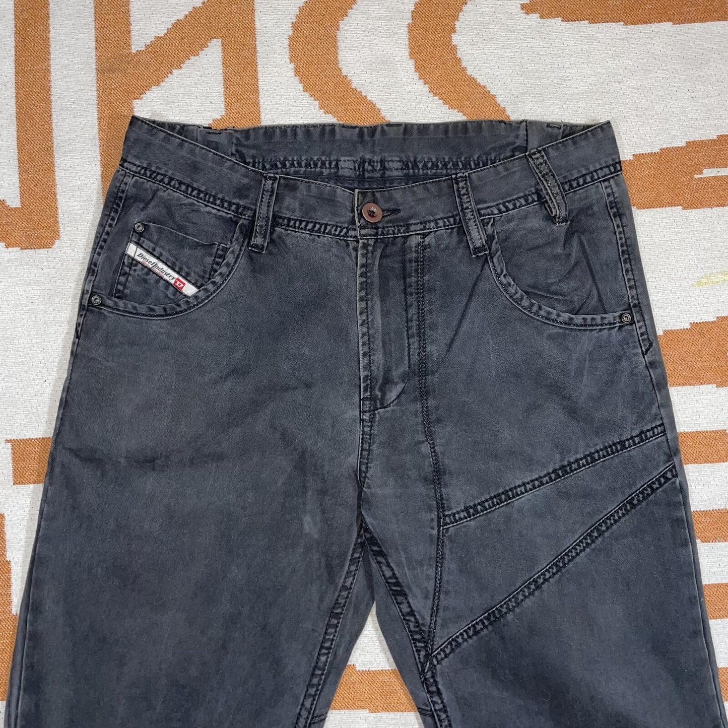 Diesel 00s Custom-Zips Loose Black Trousers 34x30