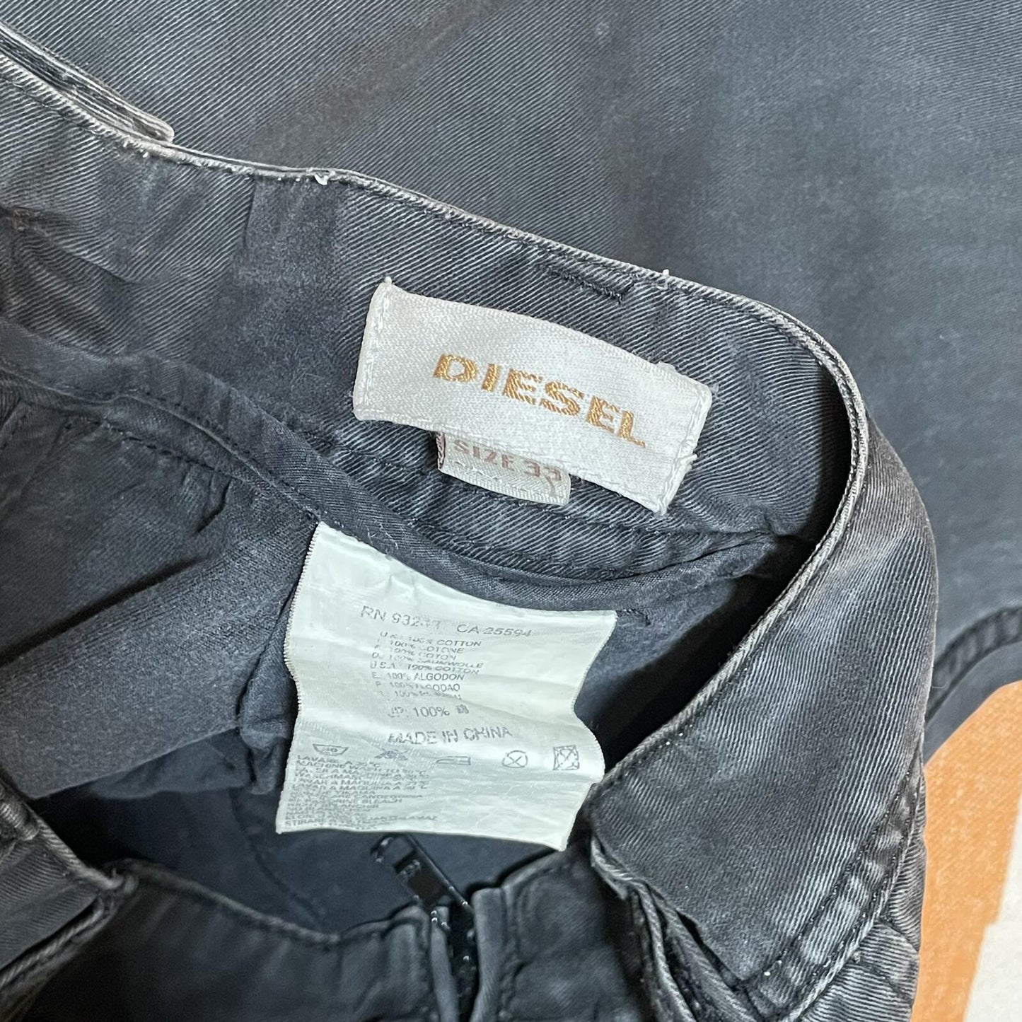 Diesel 00s Custom-Zips Loose Black Trousers 34x30