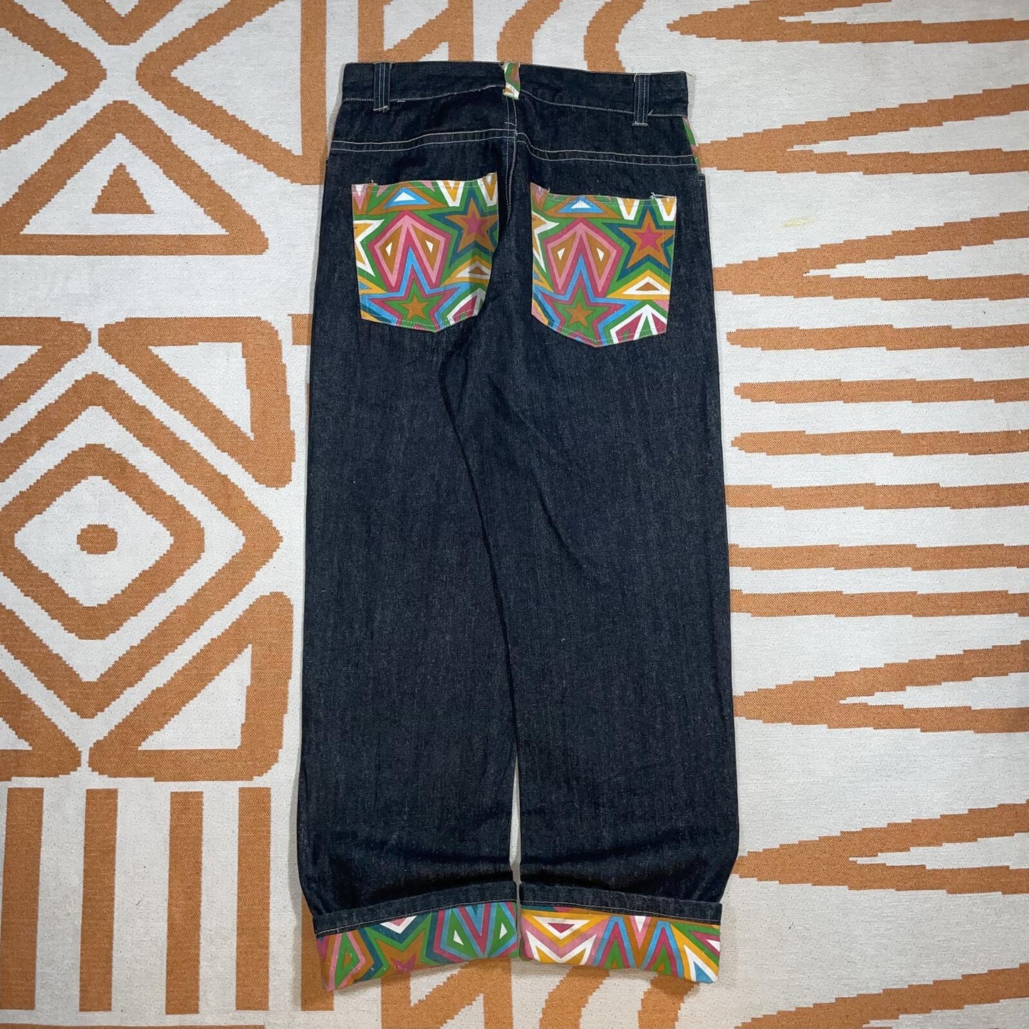 Struggle 00s Pattern-Printed Black Denim Jeans 34x34